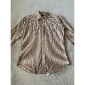 Vintage Flying R Ranchwear Men's M/L  16•34 Classic Fit Striped Western‎ Shirt